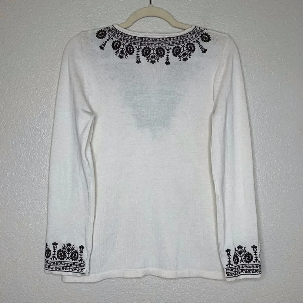 Cynthia Rowley Women’s Size Large Embroidered Long Sleeves Top